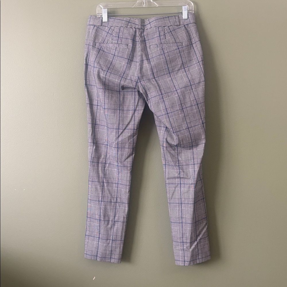 Banana Republic Sloan Grey Black White Navy Houndstooth Plaid Pants Sz 6 - Picture 7 of 8